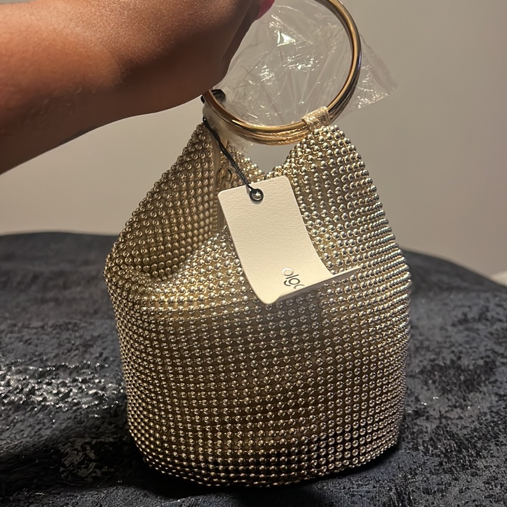 Brand New Gold Mesh Handle Bag, Olga Berg